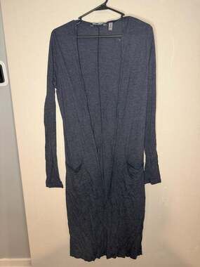 Lisa Rinna Collection Long Sleeve Open Front Duster Cardigan with Pockets